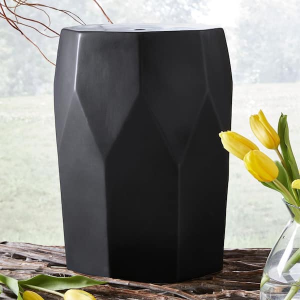 Rhysworth 18.25 in. Black Backless Ceramic Non-Upholstered Stool