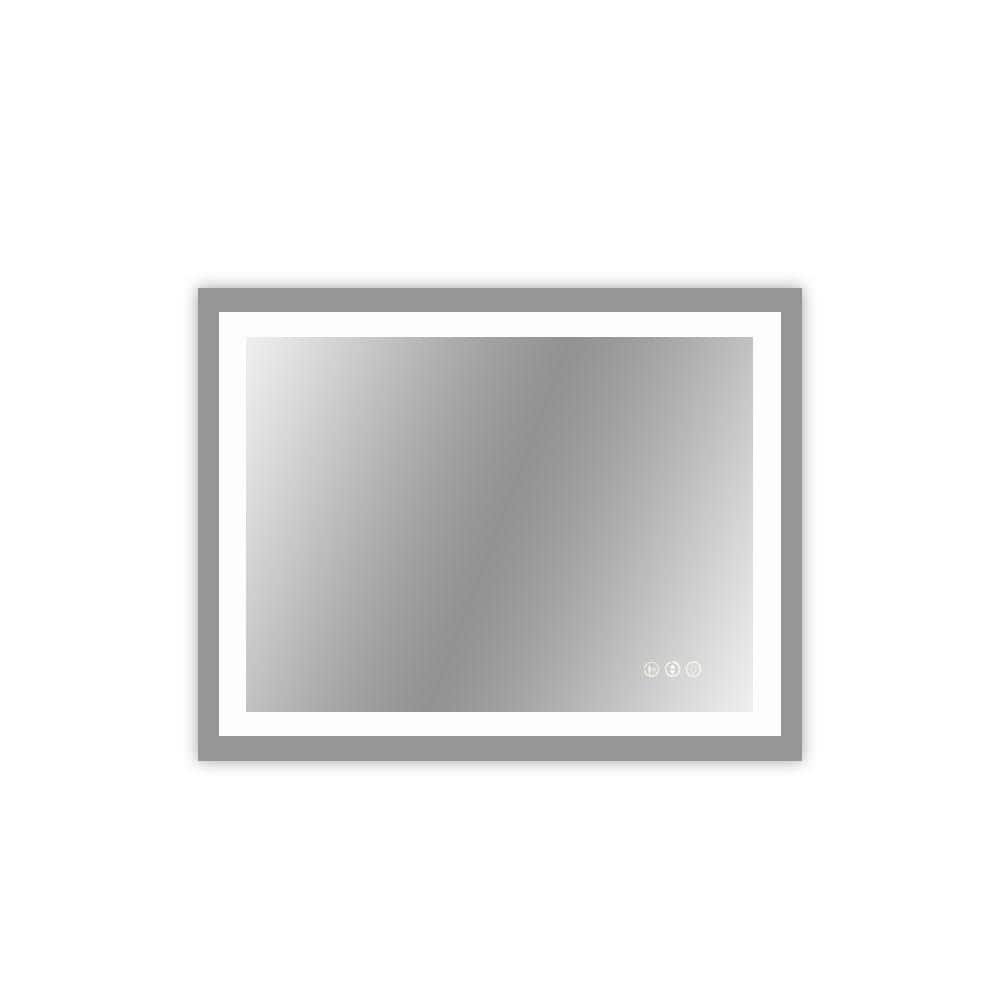 36 in. W x 28 in. H LED Frameless Rectangular White Mirror for Living Room