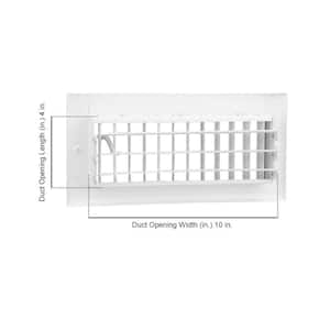 10 in. x 4 in. 1-Way Steel Adjustable Wall/Ceiling Register in White