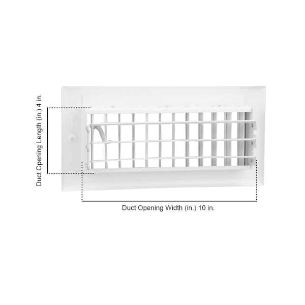 10 in. x 4 in. 1-Way Steel Adjustable Wall/Ceiling Register in White