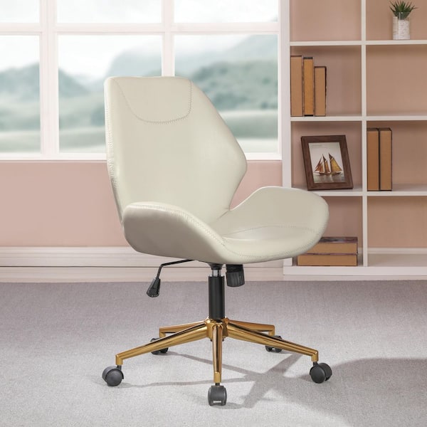 Office Star Products Reseda Series Executive Office Chair In White Faux  Leather with Gold Base RESGSA-DU11 - The Home Depot