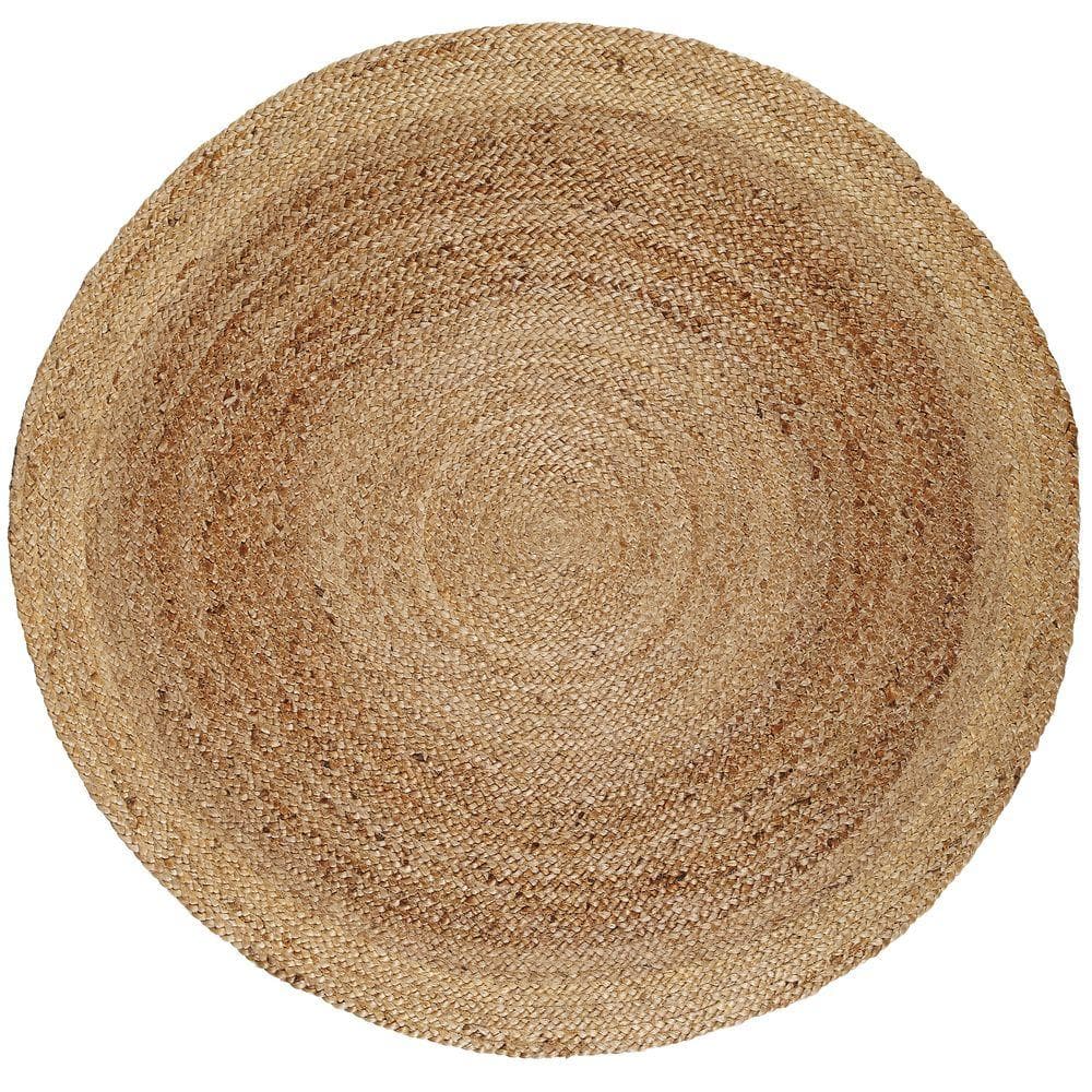 Kerala Tan Braided 8 ft. Jute Round Area Rug