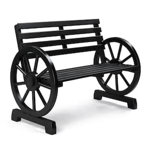 41 in. Black Wood Outdoor Bench