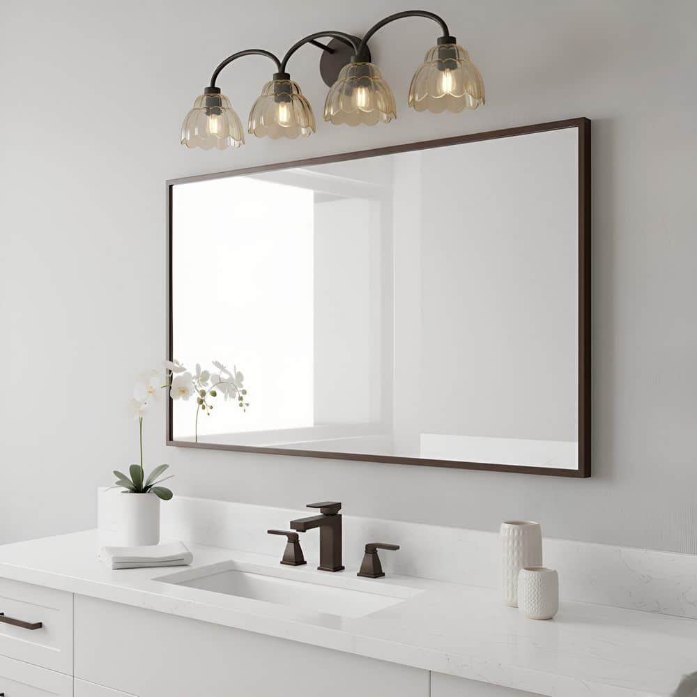 Whitecap 31 in. 4-Light Mottled Cocoa Vanity Light with Amber Glass Shades price history on PriceWatchPro