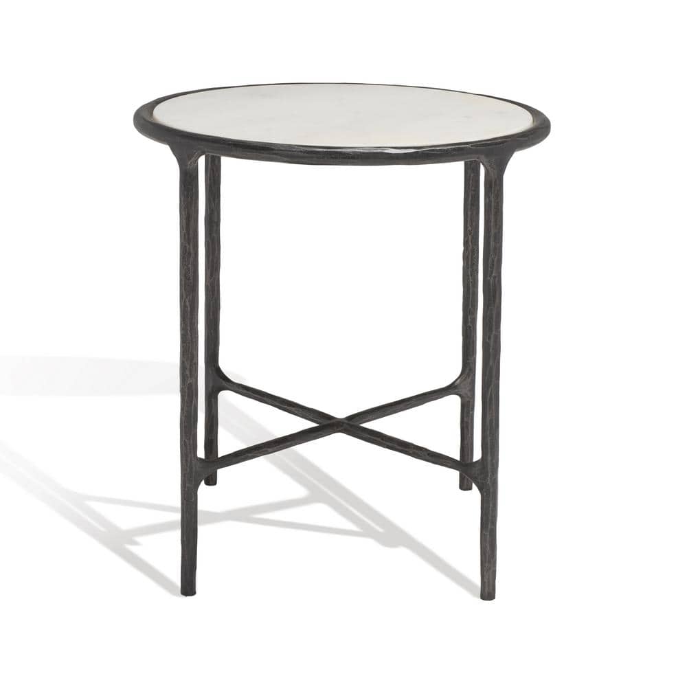 Jessa 18 in. Black Round Marble End Table