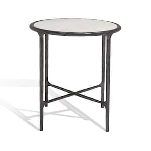 Jessa 18 in. Black Round Marble End Table