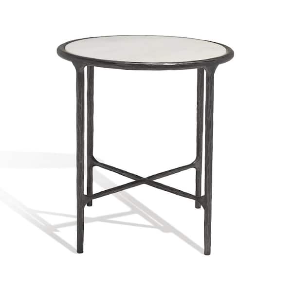 SAFAVIEH Jessa 18 in. Black Round Marble End Table