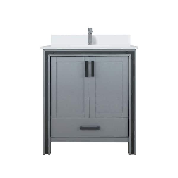 Ziva 30 in W x 22 in D Dark Grey Bath Vanity, Cultured Marble Top and Faucet Set