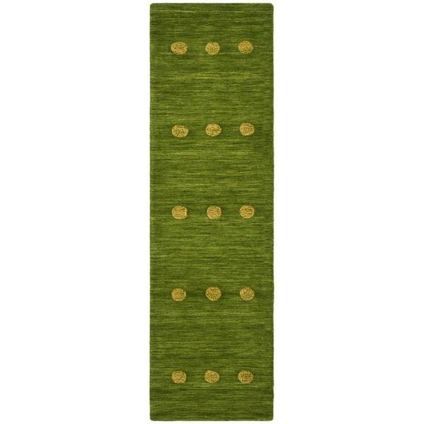 Himalaya 2 ft. x 10 ft. Green Circles Marle Runner Rug