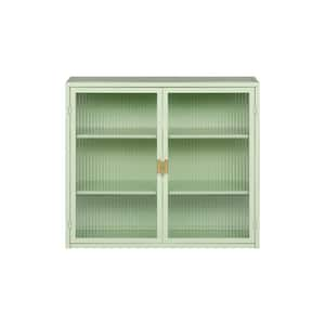 28 in. W x 9 in. D x 24 in. H Bathroom Storage Wall Cabinet in Mint Green