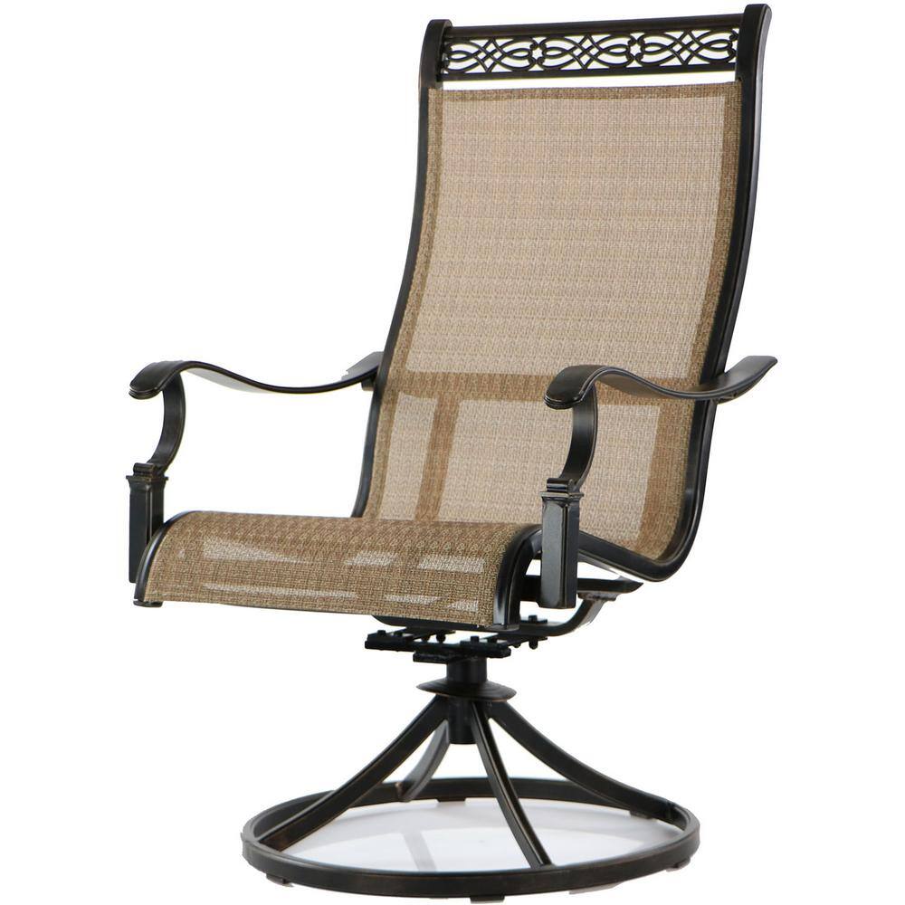 Monaco 5-Piece Bronze Aluminum Outdoor Dining Set with Tan Sling Chairs
