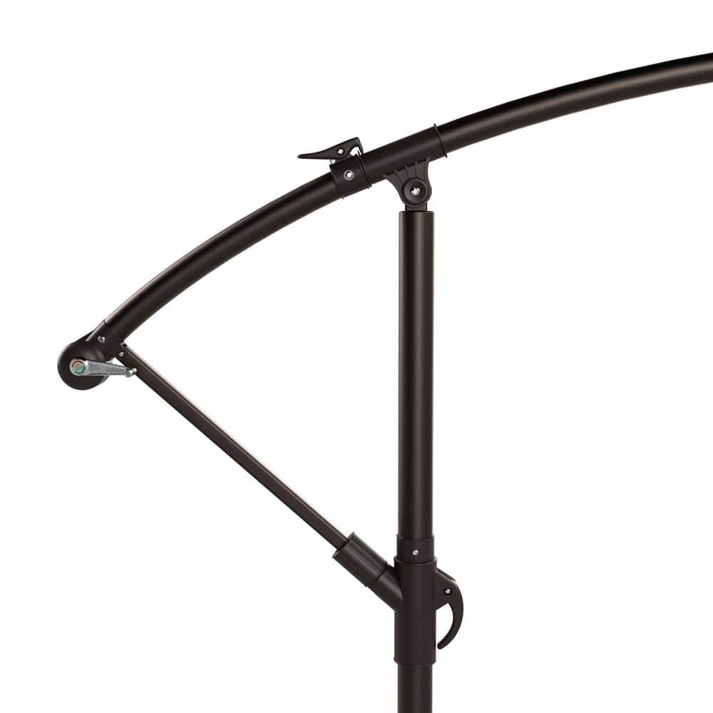 10-Foot Gray Striped Steel Outdoor Cantilever Umbrella