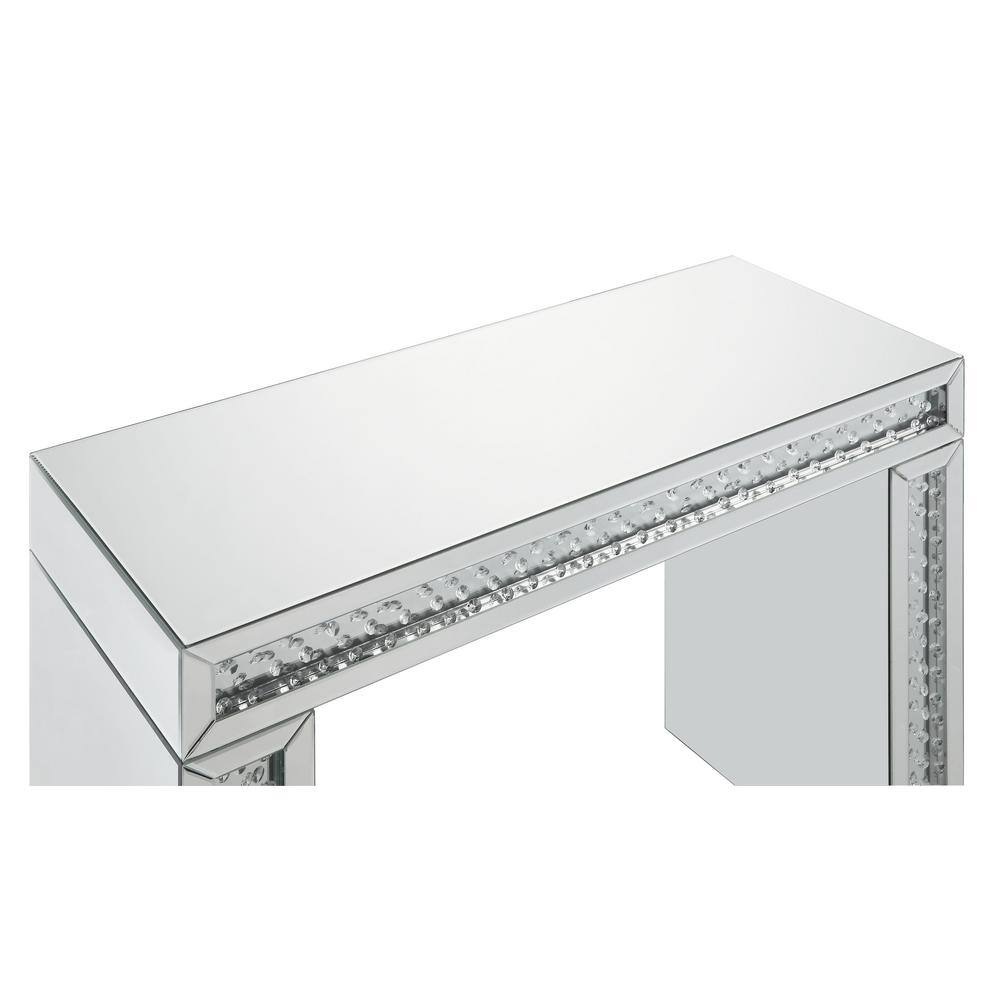 Mirrored Vanity Desk with Faux Crystal Accents