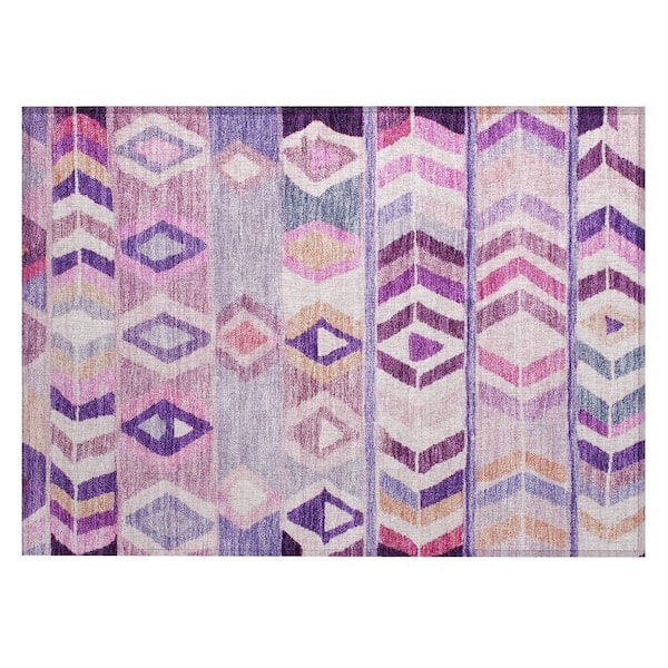 Chantille Machine Washable Indoor/Outdoor Abstract ACN2721 Purple 3 ft. x 4 ft. Area Rug