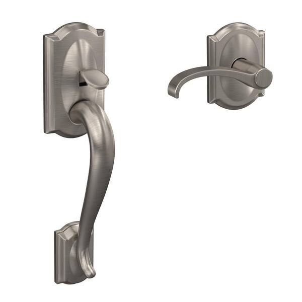 Schlage Custom Camelot Satin Nickel Entry Door Handle with Whitney Door