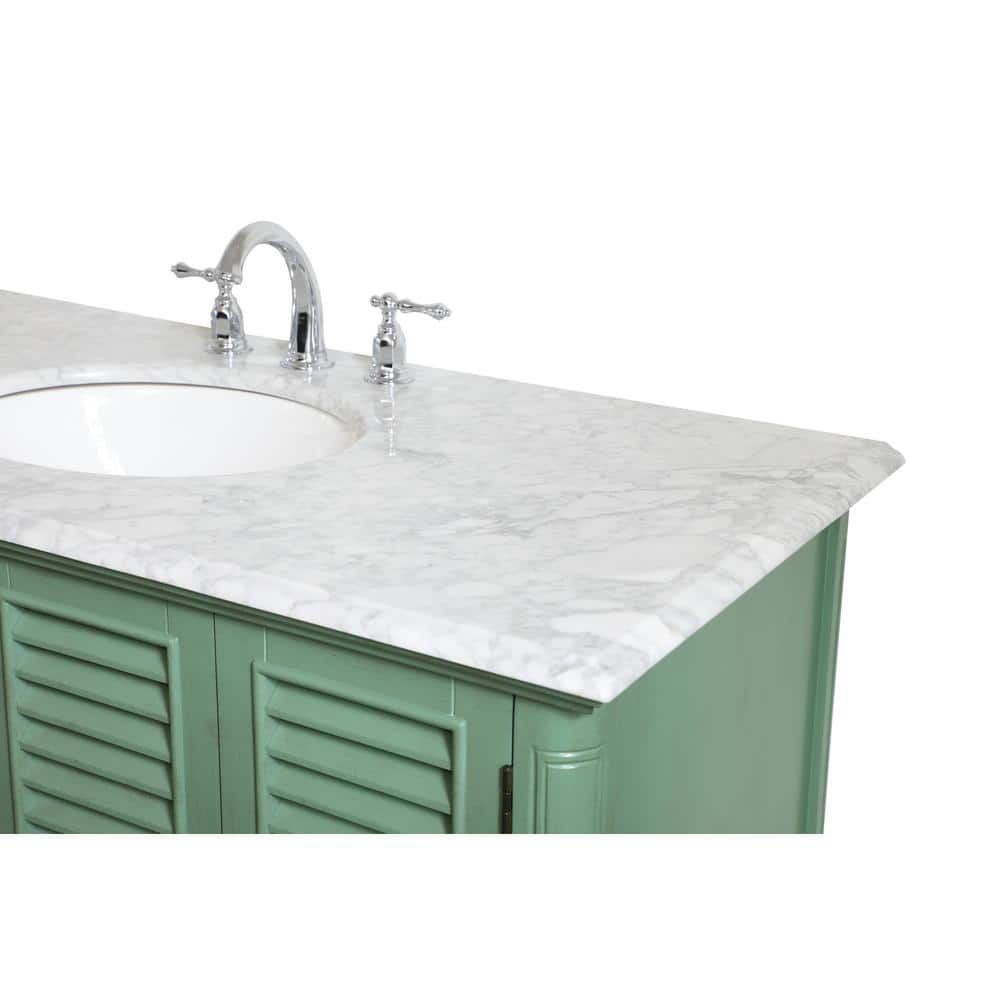 48" Vintage Mint Single Bathroom Vanity with Carrara Marble Top