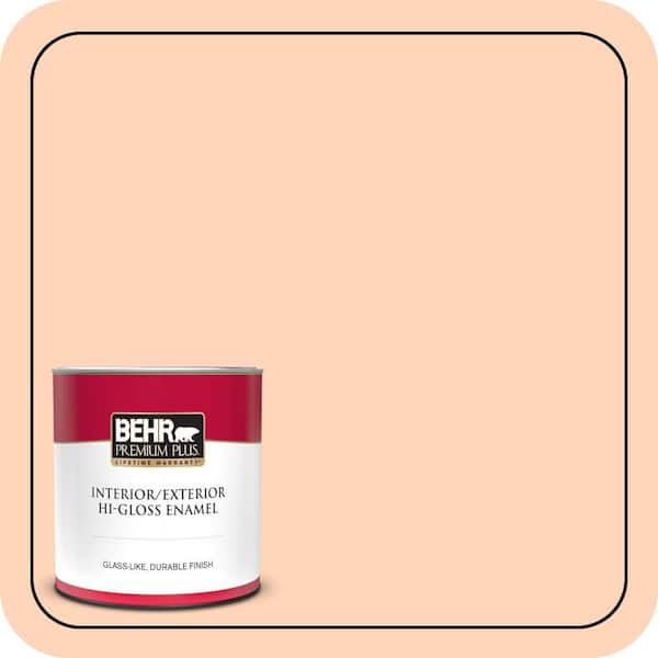 BEHR PREMIUM PLUS 1 qt. #260A-3 Peach Beige Hi-Gloss Enamel Interior/Exterior Paint & Primer