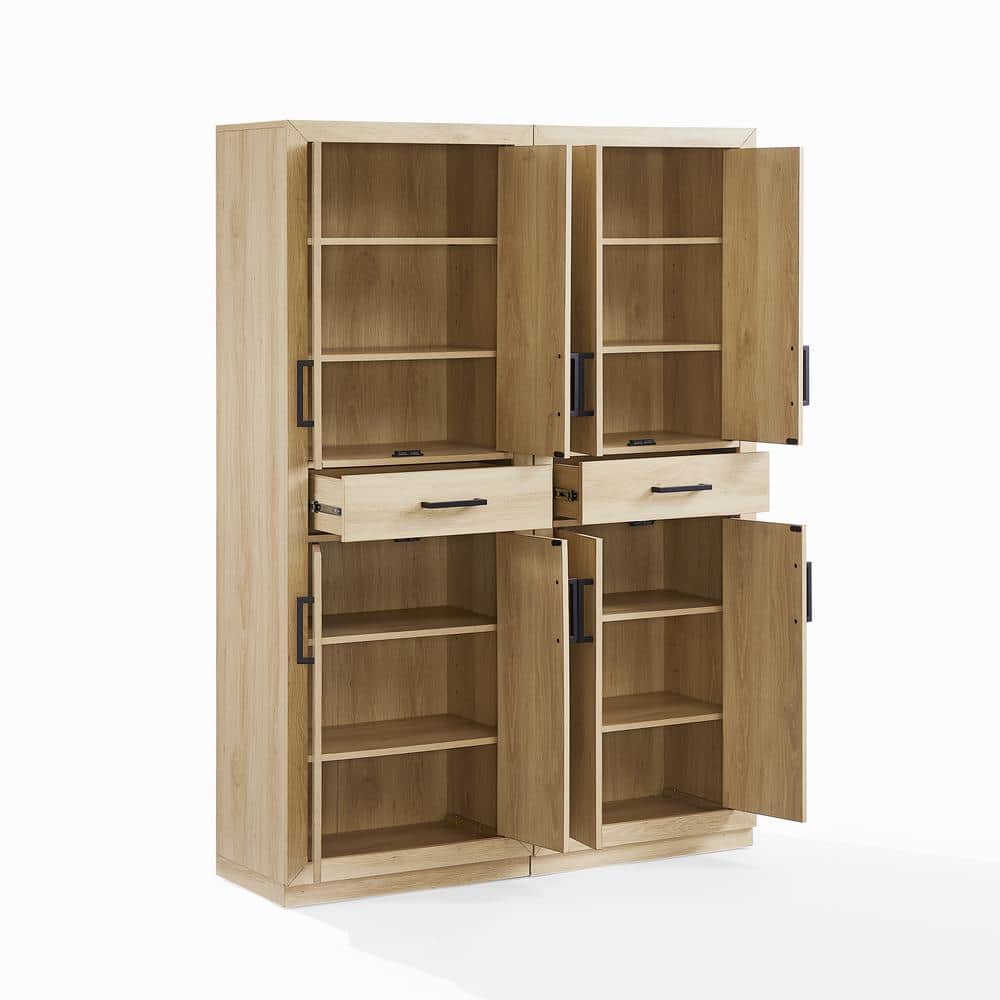 Isla Driftwood 2-Piece Engineered Wood Kitchen Pantry Cabinet Set