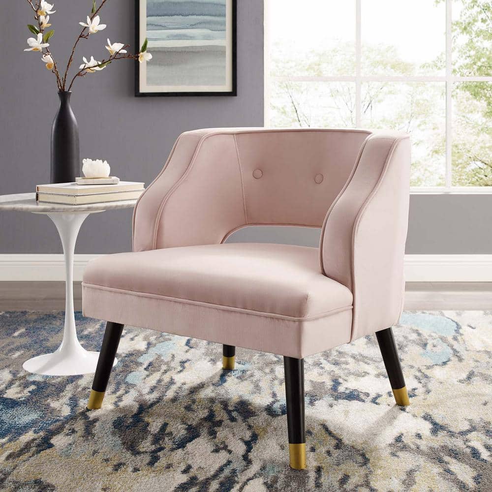 Elegant Gray Velvet Wood Accent Chair with Button Tufting