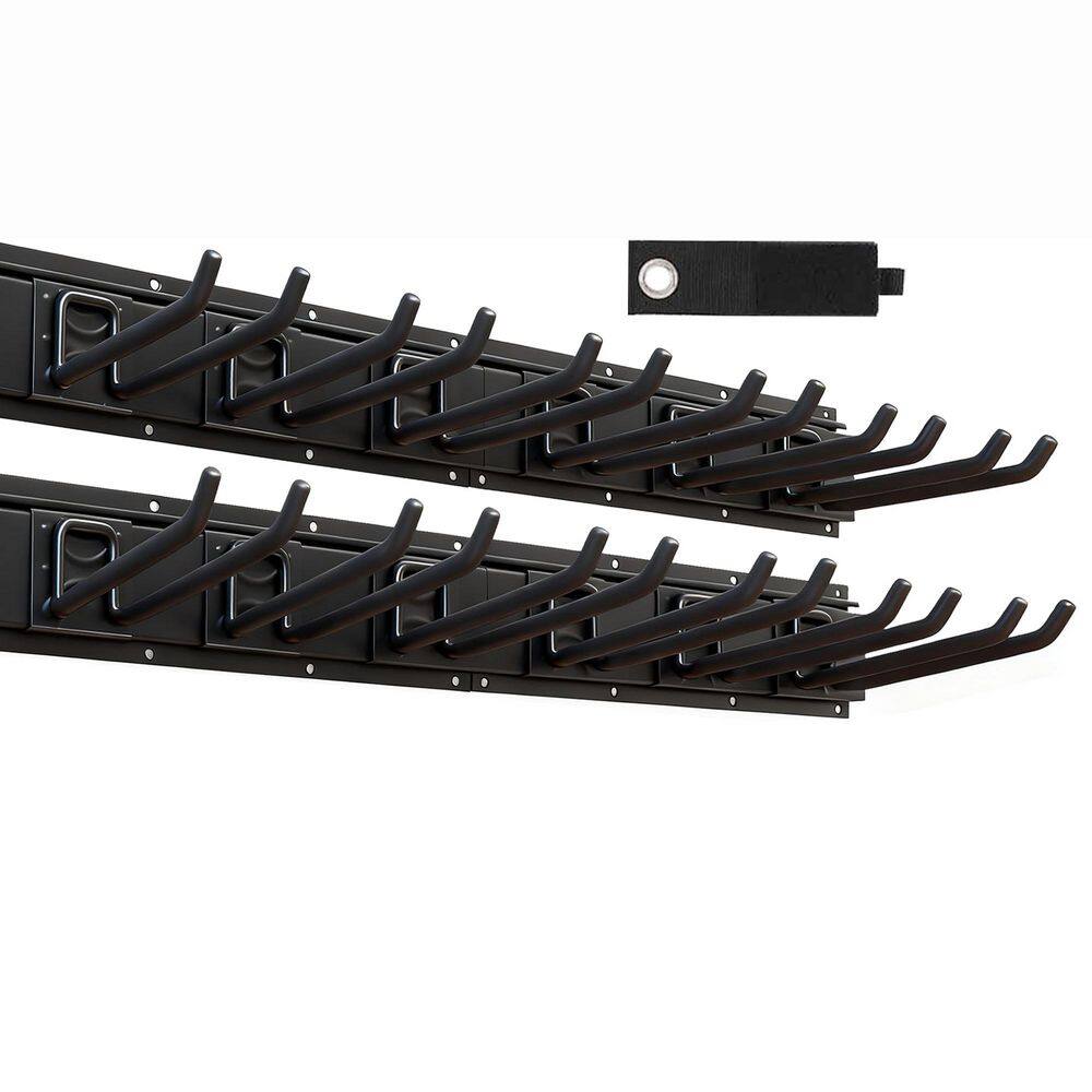 64 in. Black Steel Adjustable Heavy Duty Garage Wall Rack with 4 Pack Rails and 9 Double Hooks Organizer price history on PriceWatchPro