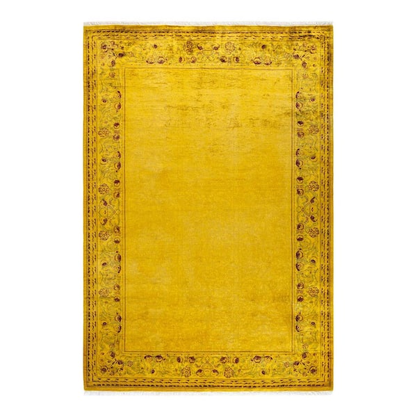 Overdyed Yellow 6 ft. 1 in. x 8 ft. Wool Indoor Area Rug