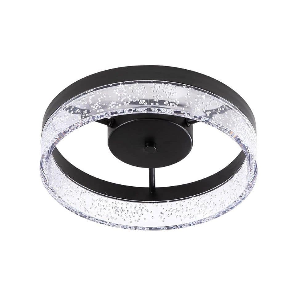 11.65 in. Black LED Semi-Flush Mount Ceiling Light Fixture with Clear Seeded Acrylic Shade, 3000K 20W 2000 Lumens price history on PriceWatchPro