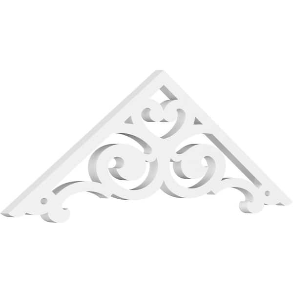 Ekena Millwork 1 in. x 36 in. x 12 in. (8/12) Pitch Hurley Gable Pediment Architectural Grade PVC Moulding