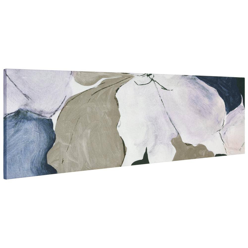 Floral Serenity I Large Blue and Beige Canvas Wall Art