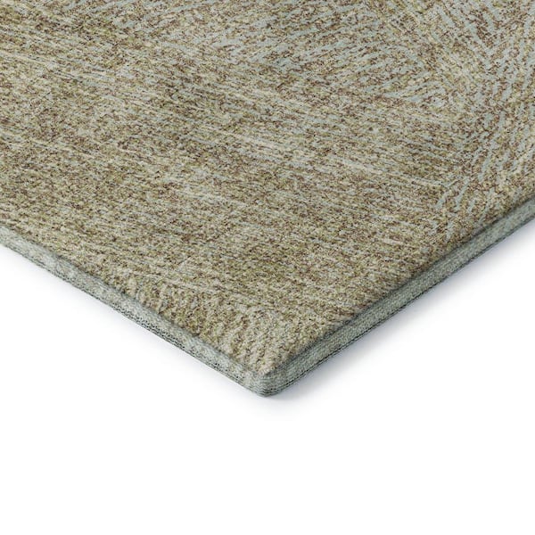 Mayfield Premium Machine Washable Abstract AMF991 Putty 2 ft. 3 in. x 7 ft. 6 in. Runner Rug