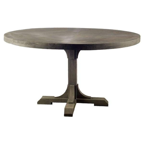 Brown Wood 54 in. Pedestal Dining Table Seats 4)