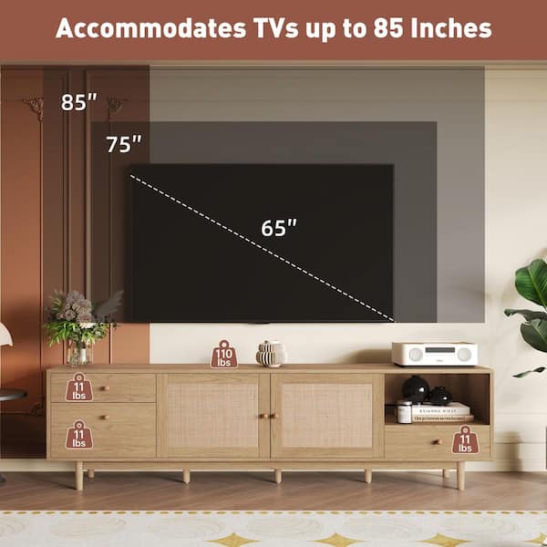 Noble House Sinclair Boho Natural TV Stand Fits TVs up to 85 in