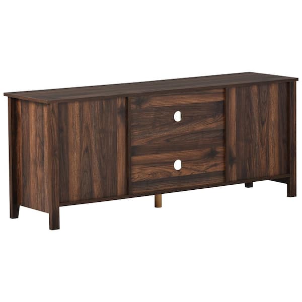 FORCLOVER 58 in. W Particle Board Tiger TV Stand Fits TV's Up to 60 in. with 2-Doors Adjustable Panels Open Style Cabinet