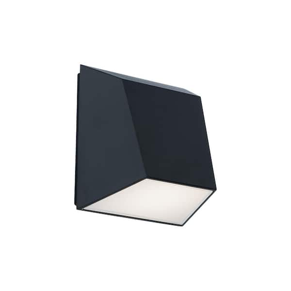 WAC Lighting Atlantis Black Indoor/Outdoor Hardwired Coach Sconce with Color Selectable Integrated LED