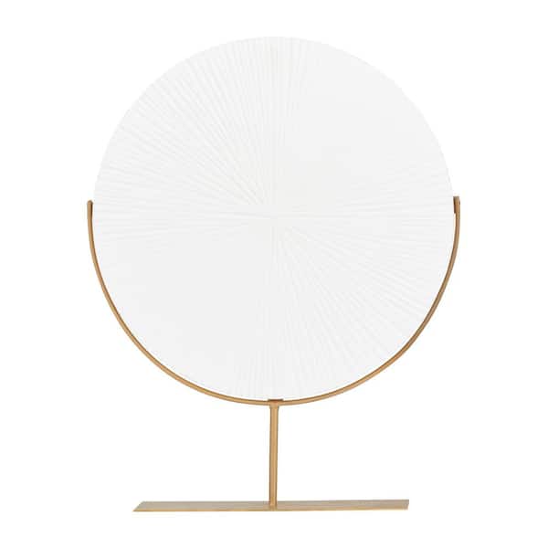 CosmoLiving by Cosmopolitan 4 in. x 23 in. White Metal Carved Starburst Sculpture with Stand