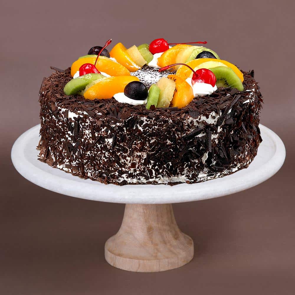 White Marble and Mango Wood Pedestal Cake Stand