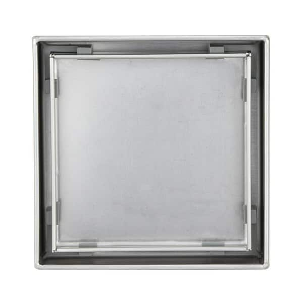 Shower Square Drain 4 inch - 2 in 1 Reversible Tile Insert & Flat Grate Brushed Stainless Steel Finish