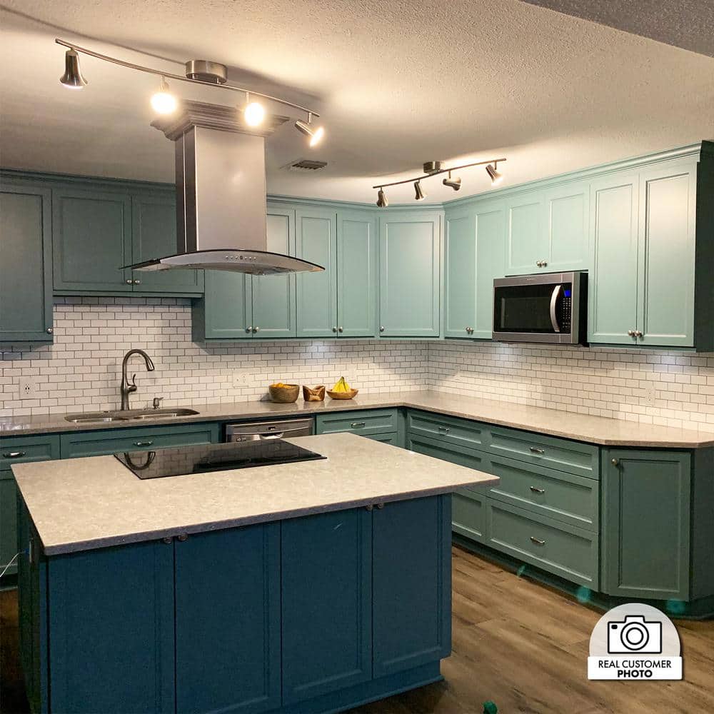 30" Stainless Steel Convertible Island Range Hood with Glass Canopy