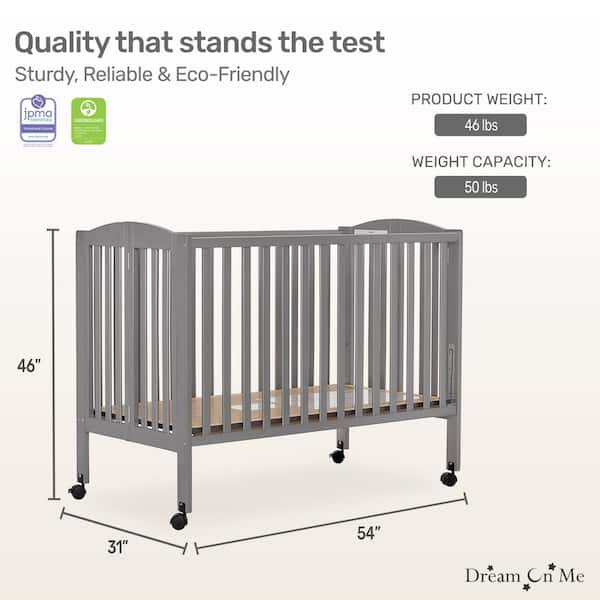 Dream On Me Folding Steel Grey Full Size Crib 673-SGY The Home Depot