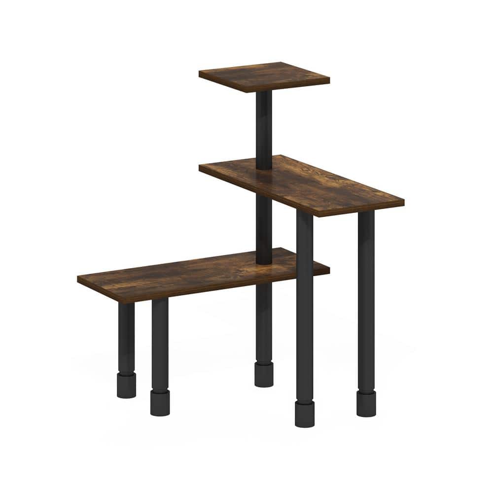 Furinno Turn-N-Tube U Shape Sofa Side Table with Casters, Espresso