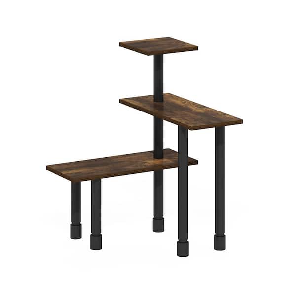 Furinno Turn-N-Tube 3-Shelf Amber Pine/Black Multipurpose Corner Countertop Organizer Shelf