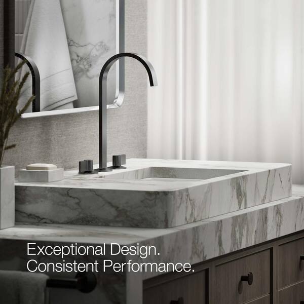 茶 bk KOHLER Components Tall Bathroom Sink Spout with Ribbon