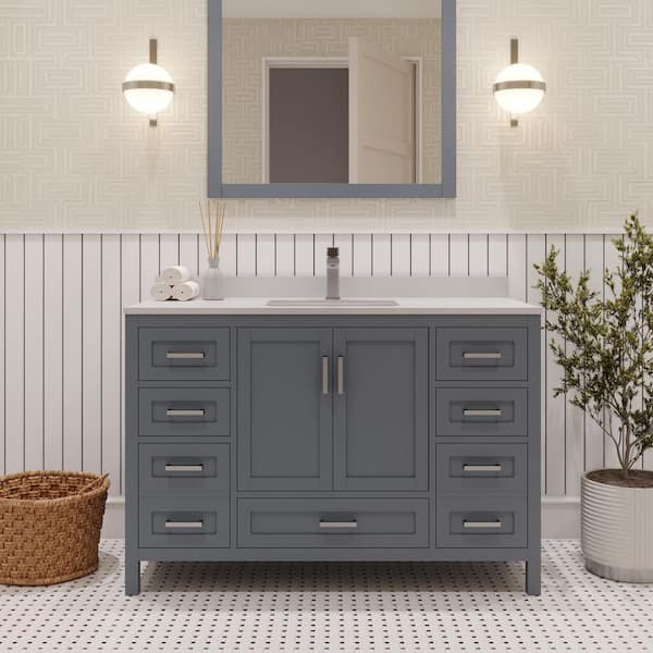 Rooh 47 in. Bath Vanity Cabinet without Top in Charcoal Grey