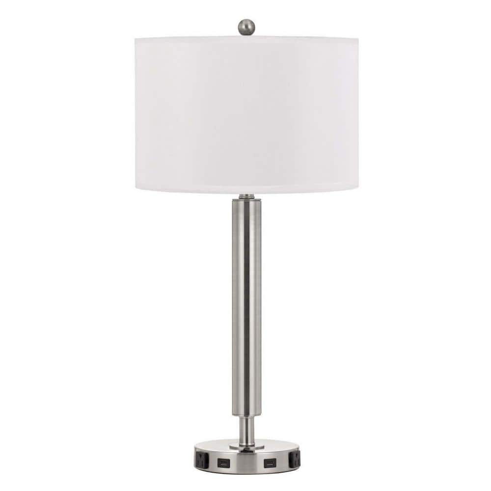 30 in. Nickel Metal Usb Table Lamp with White Drum Shade price history on PriceWatchPro