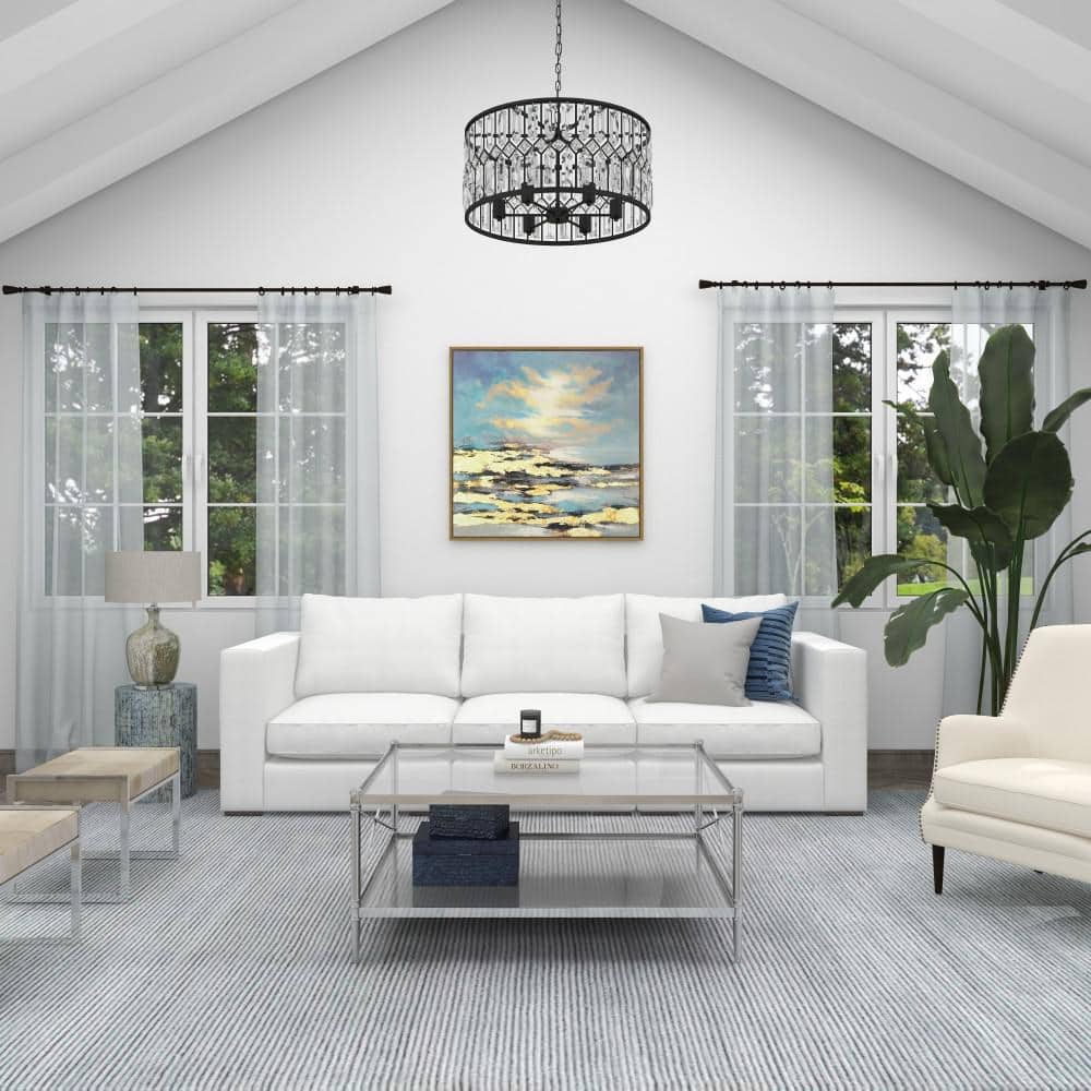 Blue and Gold Abstract Landscape Canvas Wall Art