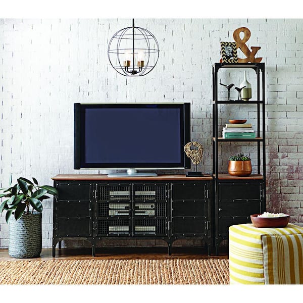 Unbranded Ambrose Natural and Black Storage Entertainment Center