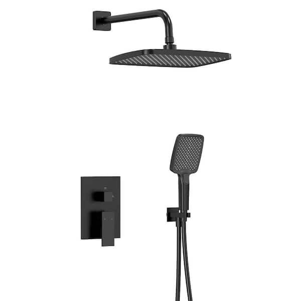 GRANDJOY Classic Rain Dual 2-Spray Wall Mount 12 in. Fixed and