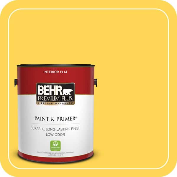 BEHR PREMIUM PLUS 1 gal. #P300-6 Buzzin Flat Low Odor Interior Paint & Primer
