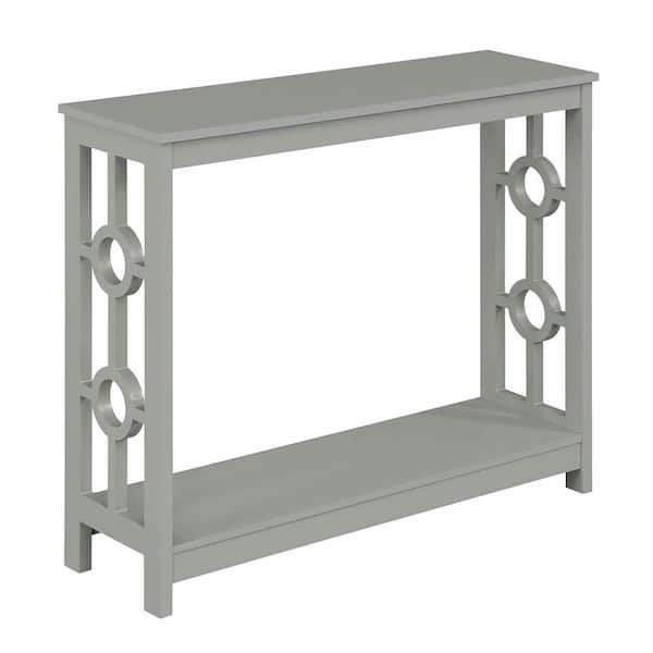 Convenience Concepts Ring 40 in. Gray Standard Height Rectangular Particle Board Top Console Table with Shelf