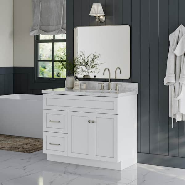 ARIEL Hamlet 42 in. W x 21.5 in. D x 34.5 in. H Freestanding Bath Vanity Cabinet without Top in White