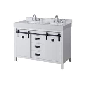 Da Vinci Exclusive 48 in. W x 23 in. D x 36 in. H Bath Vanity in White with White Carrara Marble Top with white basins